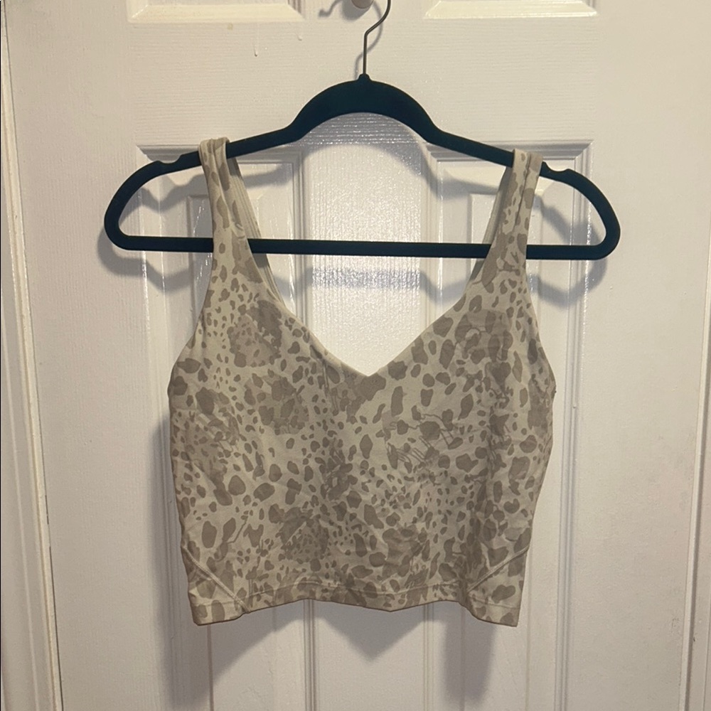 Lululemon Athletica Cream Leopard Print Crop Top